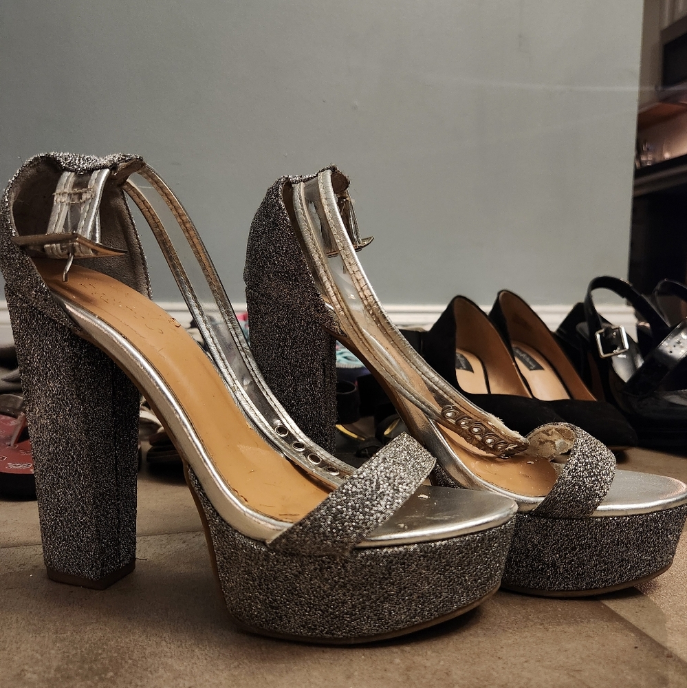 Elegant Silver Platform Heels